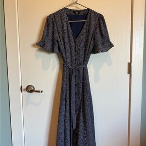 Lulu's Blue and White Flutter Sleeve Sundress